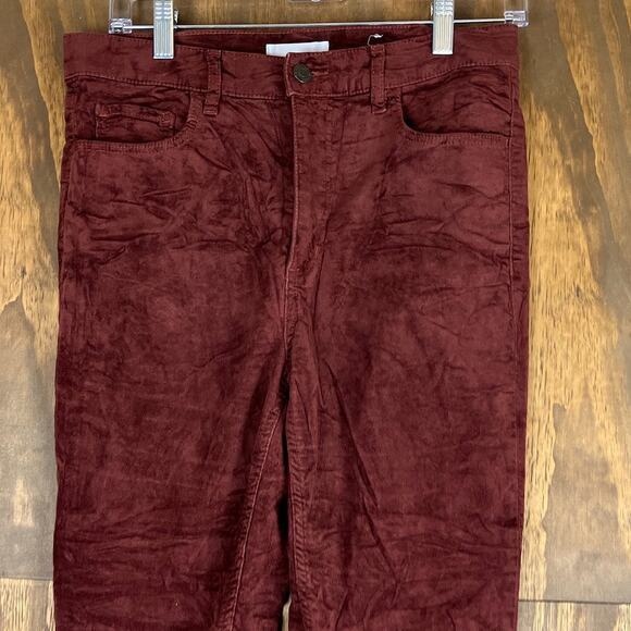 LOFT Womens Pants Maroon Velvet High Rise Slim Straight Stretch 6/28 - Picture 2 of 12